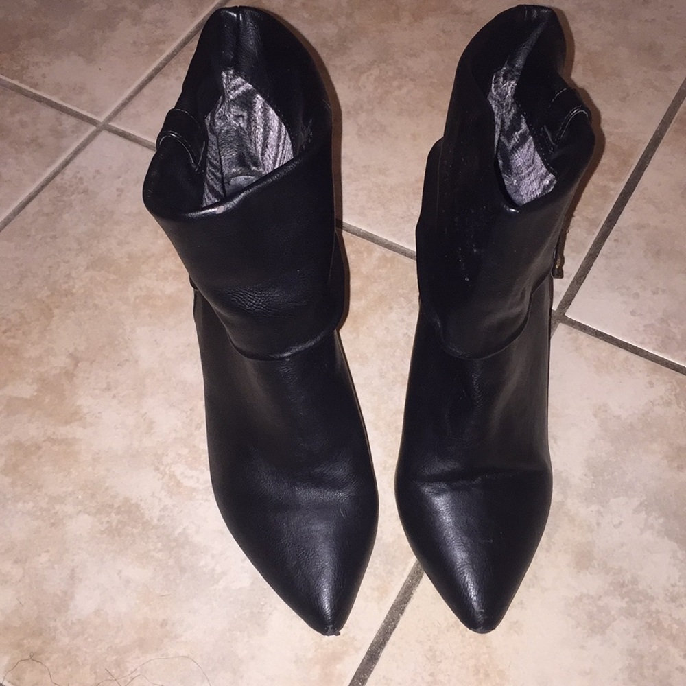 Black Leather Ankle Booties